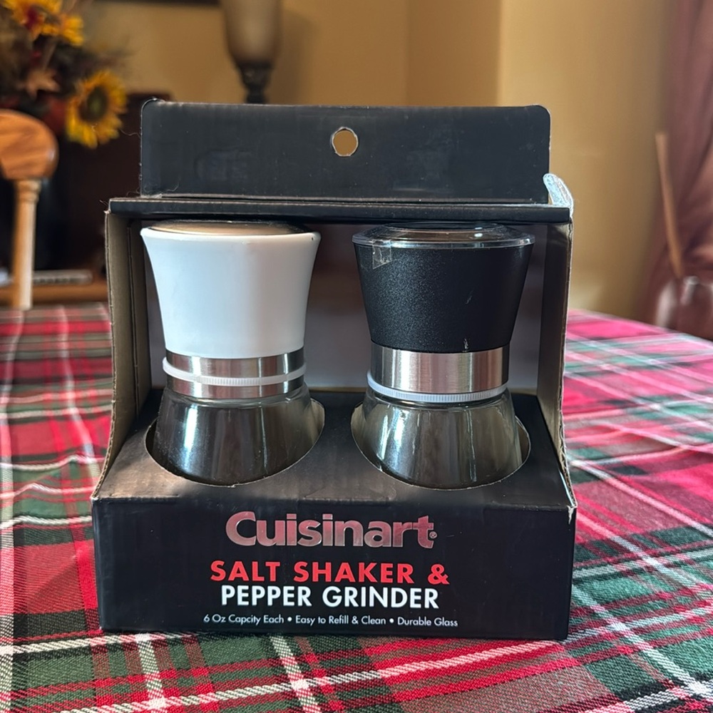 Brand new Cuisinart salt shaker and pepper grinder.